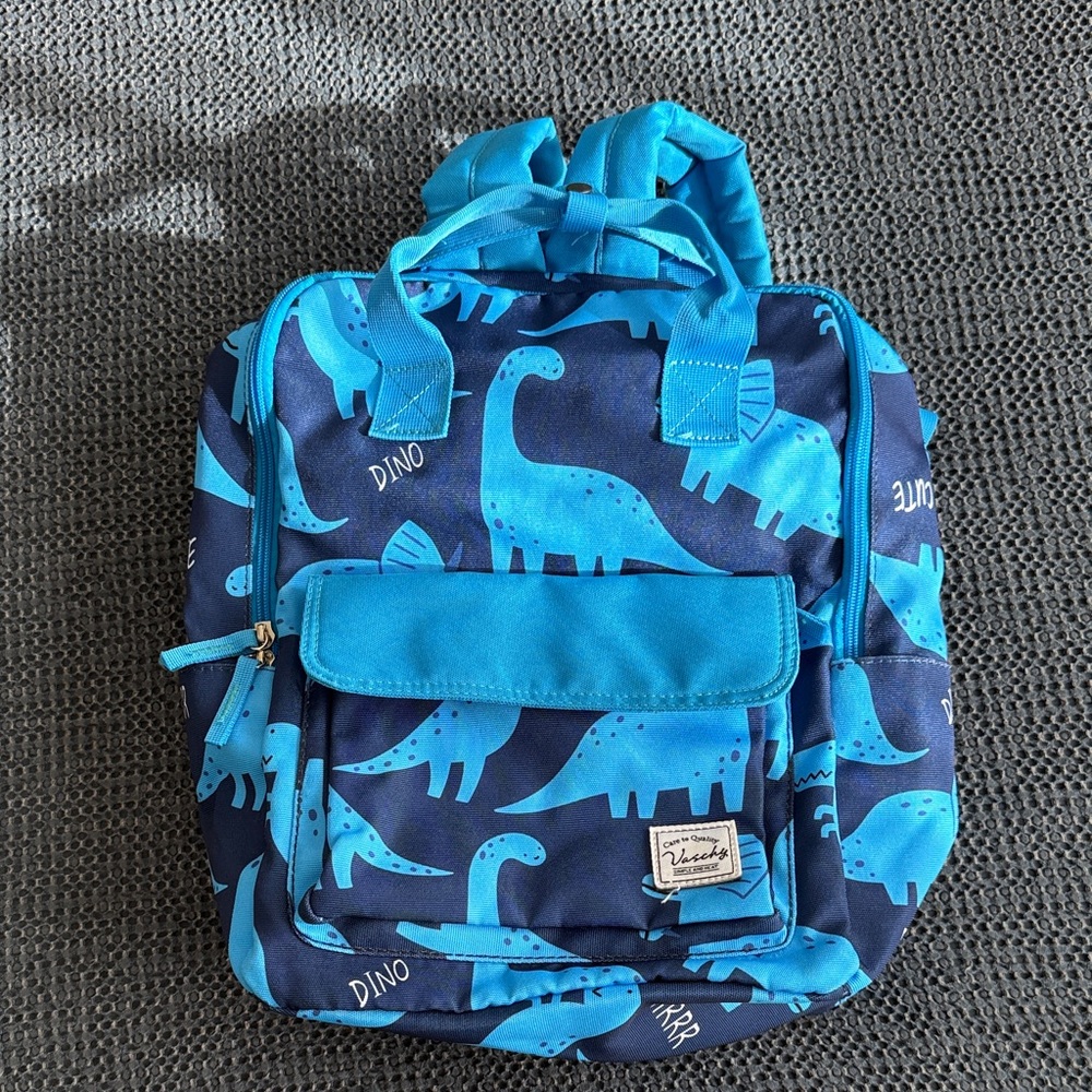 Kids Dino Print Blue Backpack